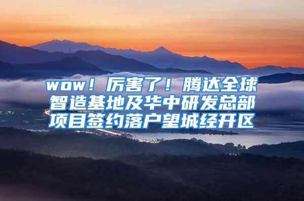 wow！厉害了！腾达全球智造基地及华中研发总部项目签约落户望城经开区