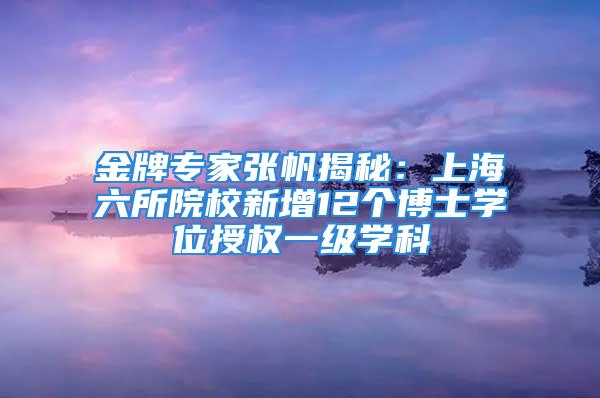 金牌专家张帆揭秘：上海六所院校新增12个博士学位授权一级学科