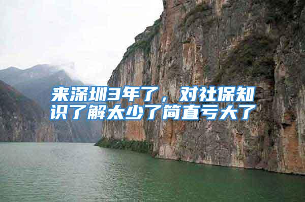 来深圳3年了，对社保知识了解太少了简直亏大了