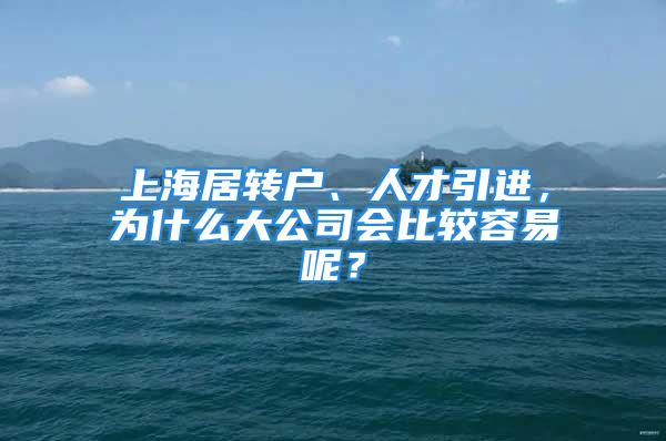 上海居转户、人才引进，为什么大公司会比较容易呢？