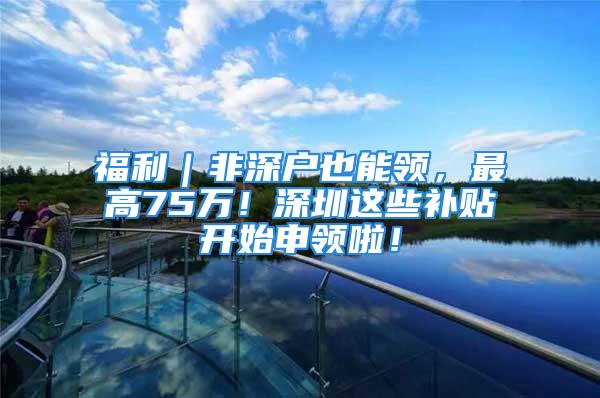 福利｜非深户也能领，最高75万！深圳这些补贴开始申领啦！