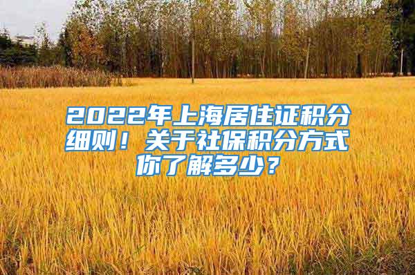 2022年上海居住证积分细则！关于社保积分方式你了解多少？