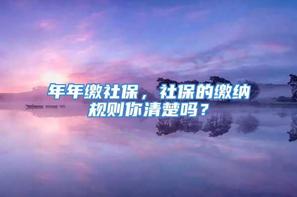 年年缴社保，社保的缴纳规则你清楚吗？