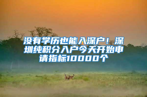 没有学历也能入深户！深圳纯积分入户今天开始申请指标10000个