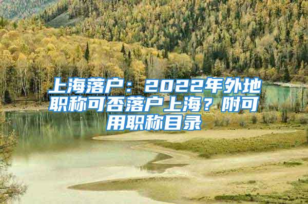 上海落户：2022年外地职称可否落户上海？附可用职称目录