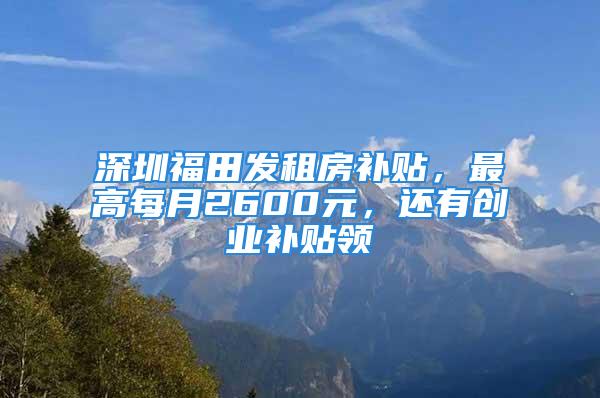 深圳福田发租房补贴，最高每月2600元，还有创业补贴领