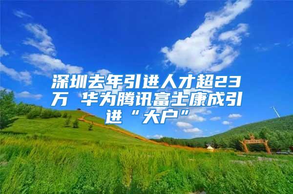 深圳去年引进人才超23万 华为腾讯富士康成引进“大户”