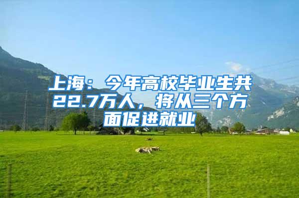 上海：今年高校毕业生共22.7万人，将从三个方面促进就业