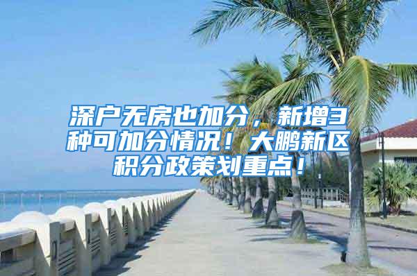 深户无房也加分，新增3种可加分情况！大鹏新区积分政策划重点！