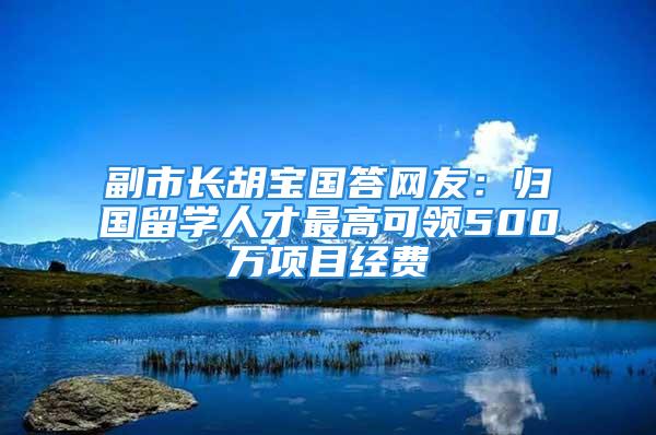 副市长胡宝国答网友：归国留学人才最高可领500万项目经费