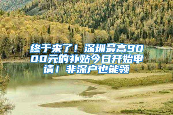 终于来了！深圳最高9000元的补贴今日开始申请！非深户也能领