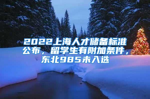 2022上海人才储备标准公布，留学生有附加条件，东北985未入选