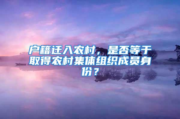 户籍迁入农村，是否等于取得农村集体组织成员身份？