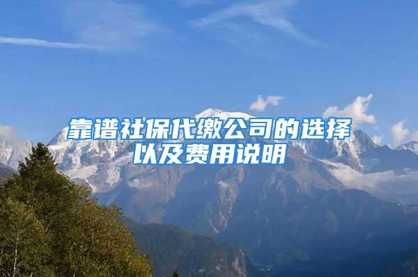 靠谱社保代缴公司的选择以及费用说明