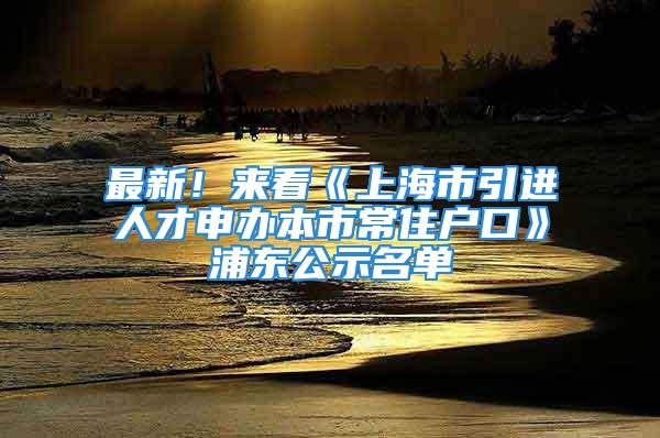 最新！来看《上海市引进人才申办本市常住户口》浦东公示名单