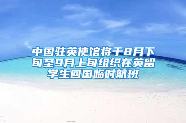 中国驻英使馆将于8月下旬至9月上旬组织在英留学生回国临时航班