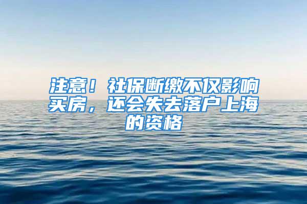 注意！社保断缴不仅影响买房，还会失去落户上海的资格