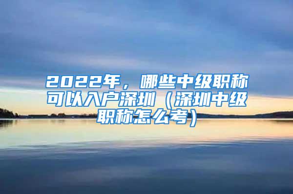 2022年，哪些中级职称可以入户深圳（深圳中级职称怎么考）