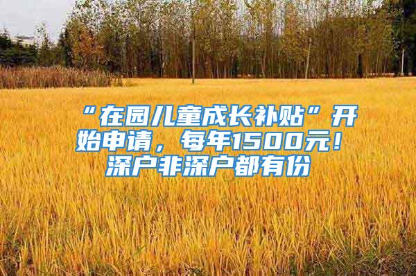 “在园儿童成长补贴”开始申请，每年1500元！深户非深户都有份