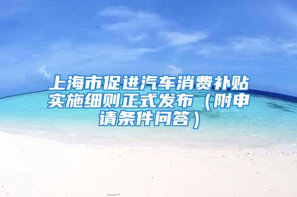 上海市促进汽车消费补贴实施细则正式发布（附申请条件问答）