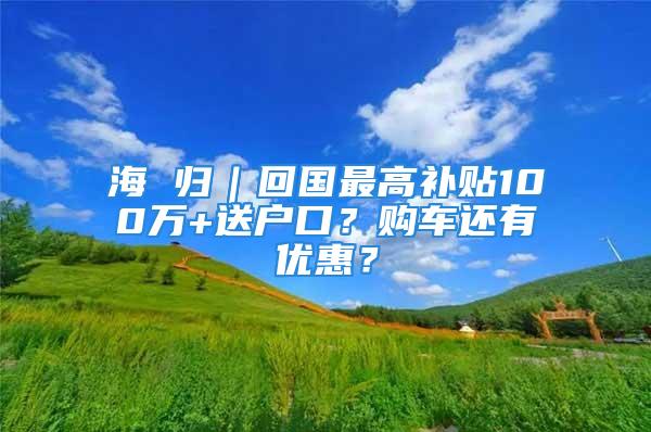 海 归｜回国最高补贴100万+送户口？购车还有优惠？