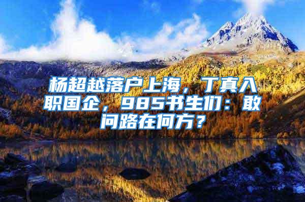 杨超越落户上海，丁真入职国企，985书生们：敢问路在何方？