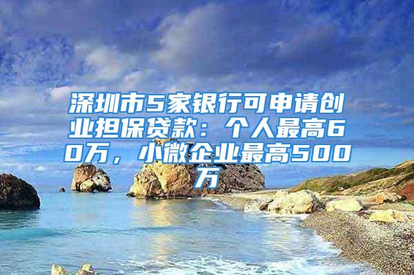 深圳市5家银行可申请创业担保贷款：个人最高60万，小微企业最高500万