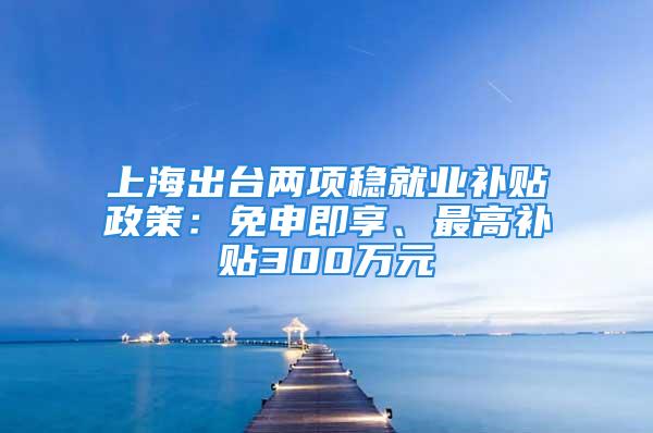 上海出台两项稳就业补贴政策：免申即享、最高补贴300万元