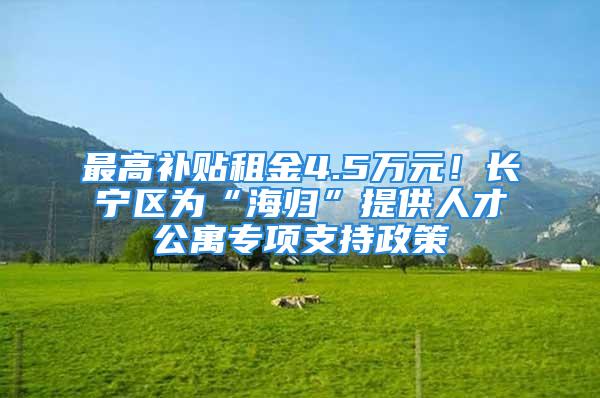 最高补贴租金4.5万元！长宁区为“海归”提供人才公寓专项支持政策