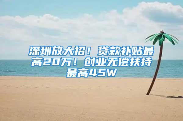 深圳放大招！贷款补贴最高20万！创业无偿扶持最高45W