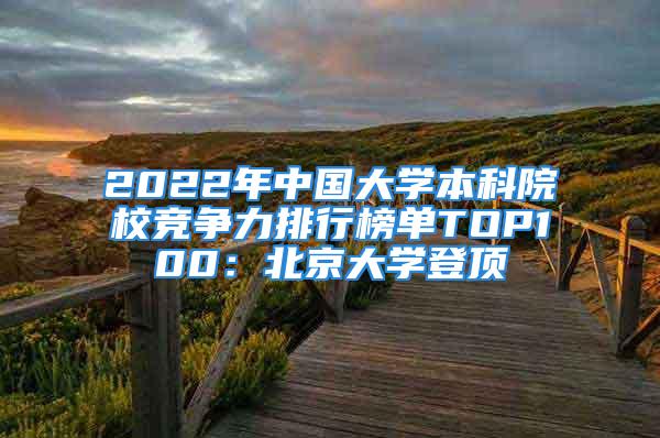 2022年中国大学本科院校竞争力排行榜单TOP100：北京大学登顶