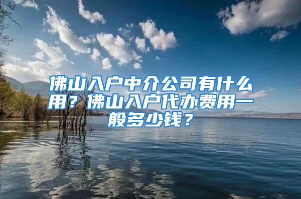 佛山入户中介公司有什么用？佛山入户代办费用一般多少钱？