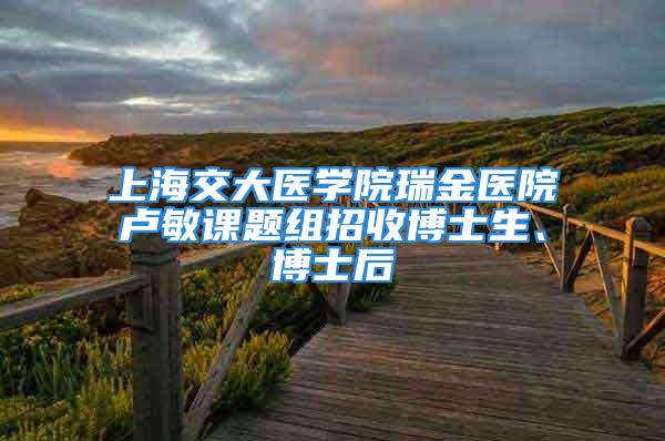 上海交大医学院瑞金医院卢敏课题组招收博士生、博士后