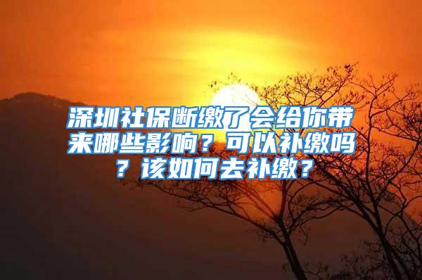 深圳社保断缴了会给你带来哪些影响？可以补缴吗？该如何去补缴？