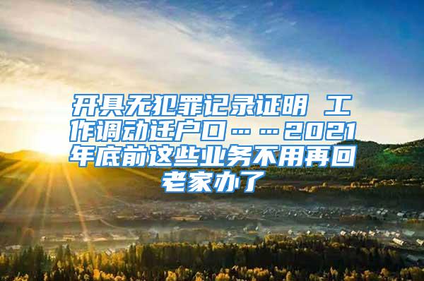 开具无犯罪记录证明 工作调动迁户口……2021年底前这些业务不用再回老家办了