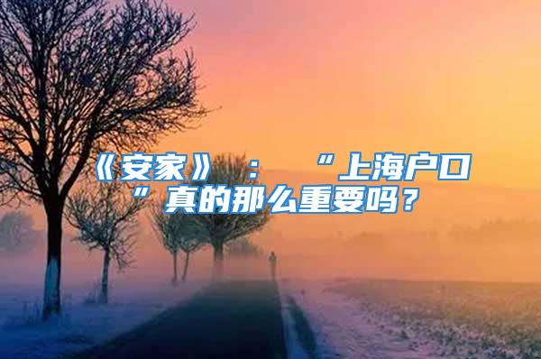 《安家》 ： “上海户口”真的那么重要吗？