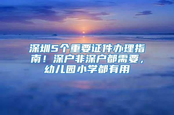 深圳5个重要证件办理指南！深户非深户都需要，幼儿园小学都有用