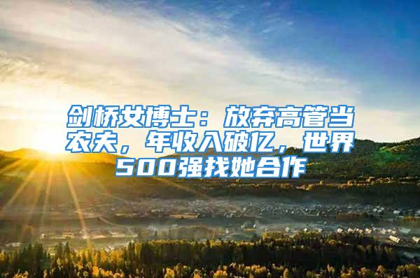 剑桥女博士：放弃高管当农夫，年收入破亿，世界500强找她合作