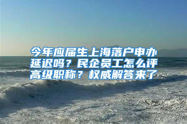 今年应届生上海落户申办延迟吗？民企员工怎么评高级职称？权威解答来了