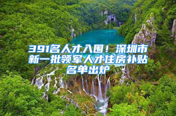 391名人才入围！深圳市新一批领军人才住房补贴名单出炉