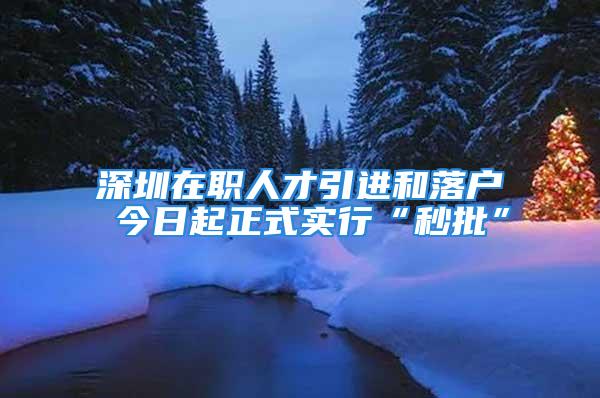 深圳在职人才引进和落户 今日起正式实行“秒批”