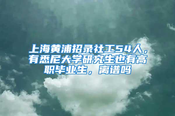 上海黄浦招录社工54人，有悉尼大学研究生也有高职毕业生，离谱吗