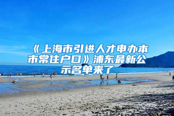 《上海市引进人才申办本市常住户口》浦东最新公示名单来了