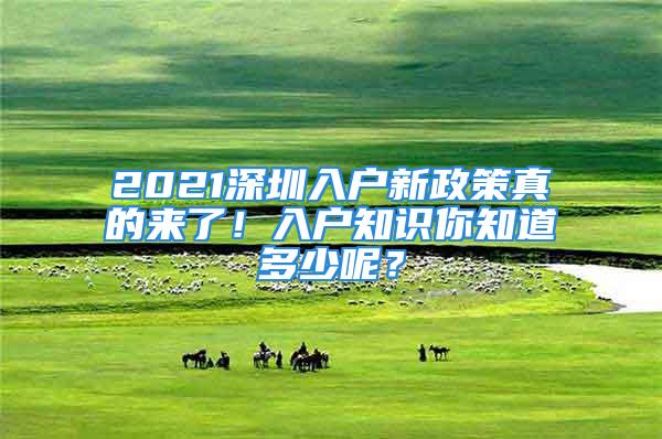 2021深圳入户新政策真的来了！入户知识你知道多少呢？