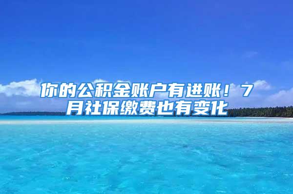 你的公积金账户有进账！7月社保缴费也有变化