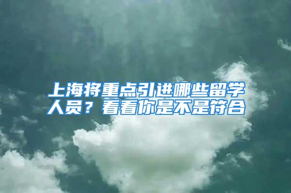 上海将重点引进哪些留学人员？看看你是不是符合→