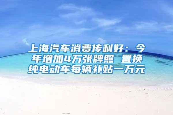 上海汽车消费传利好：今年增加4万张牌照 置换纯电动车每辆补贴一万元