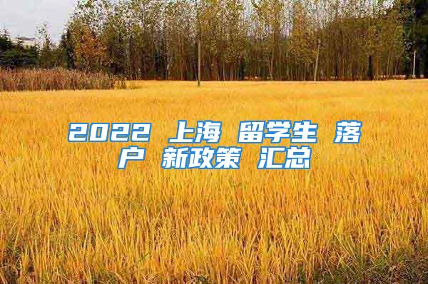 2022 上海 留学生 落户 新政策 汇总