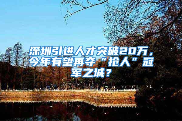 深圳引进人才突破20万，今年有望再夺“抢人”冠军之城？