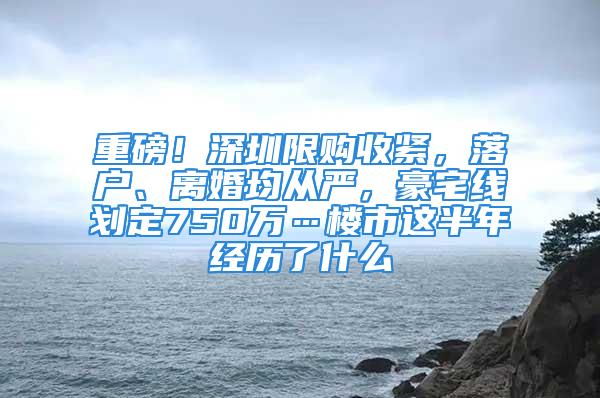 重磅！深圳限购收紧，落户、离婚均从严，豪宅线划定750万…楼市这半年经历了什么